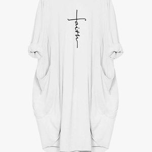 Oversized White Faith T-Shirt Dress Size: XL
